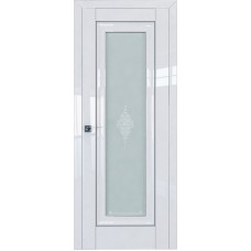 Дверь Экошпон 24L Белый люкс молдинг серебро мателюкс кристалл