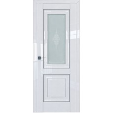 Дверь Экошпон 28L Белый люкс молдинг серебро мателюкс кристалл