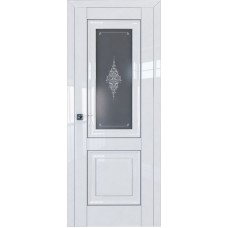 Дверь Экошпон 28L Белый люкс молдинг серебро графит кристалл